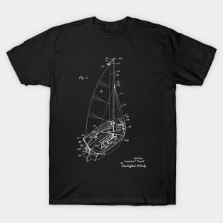 Sailing Boat Vintage Patent Hand Drawing T-Shirt